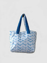 Nima Kanoko Stoff Strandtasche Blau