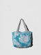 Nima Cerra Stoff Strandtasche mit Necessaire Blumen Light Blue