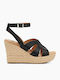 Careena Women's Leather Ankle Strap Platforms Black