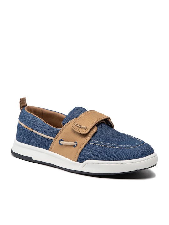 Mayoral Leather Moccasins with Velcro Blue