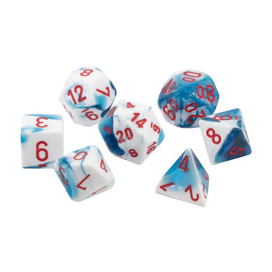 Chessex Gemini Polyhedral Würfel Astral Blau-Weiß/Rot 7Stück 26457