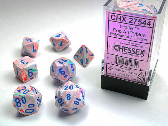Chessex Dungeons & Dragons Festive Polyhedral Dice Pop Art/Blue 7τμχ