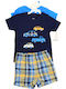 Kinder-Set mit Shorts Sommer 3Stück Marineblau