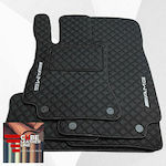 MERCEDES BENZ E-CLASS W213 2017-2024 CUBE LEATHER TECHNO PADS BLACK ME WHITE EMBROIDERY AMG SET 4PCS