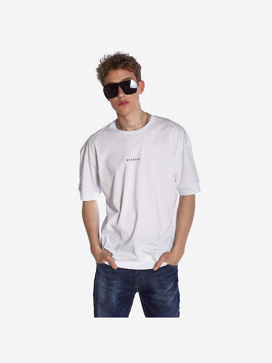 Brokers Jeans Herren T-Shirt Kurzarm Weiß