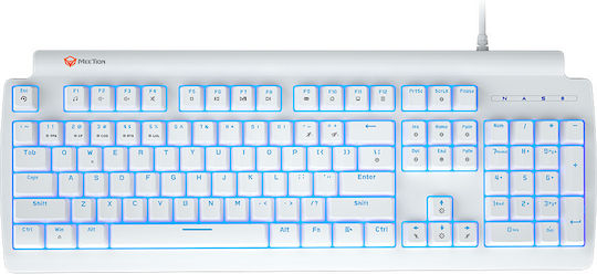 Meetion MK600 Gaming Μηχανικό Πληκτρολόγιο με Custom Blue διακόπτες και RGB φωτισμό (Αγγλικό US) Λευκό