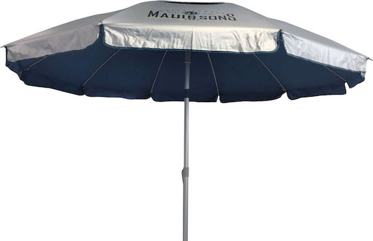 Maui & Sons Folding Aluminum Beach Umbrella Diameter 2.2m with UV Protection and Air Vent Mykonos Blue