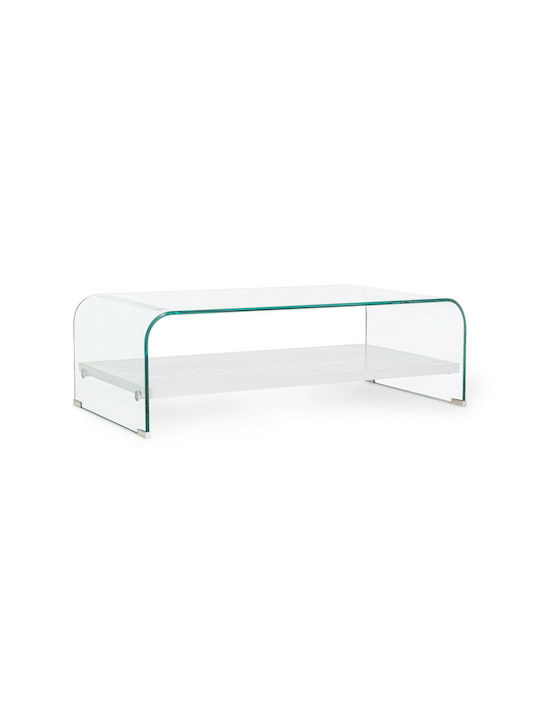 Line Rectangular Glass Coffee Table Διάφανο L110xW55xH35cm