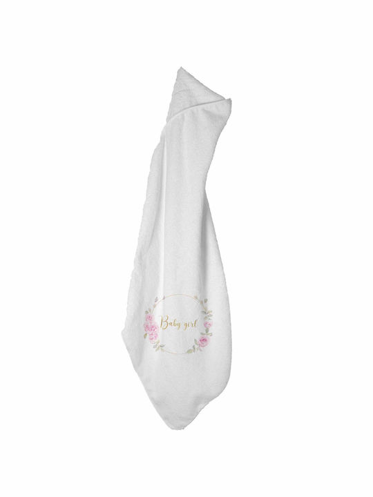 Bonjour Bebe Hooded Baby Bath Towel Carousel Λευκό - Ροζ