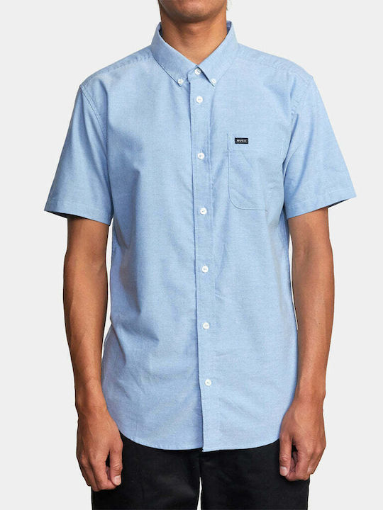 RVCA Men's Shirt Short Sleeve Light Blue