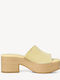 Suede Mules with Chunky High Heel Lemon
