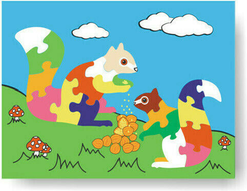 Wooden Kids Peg Puzzle Squirrels for 2+ Years 24pcs Anelixi