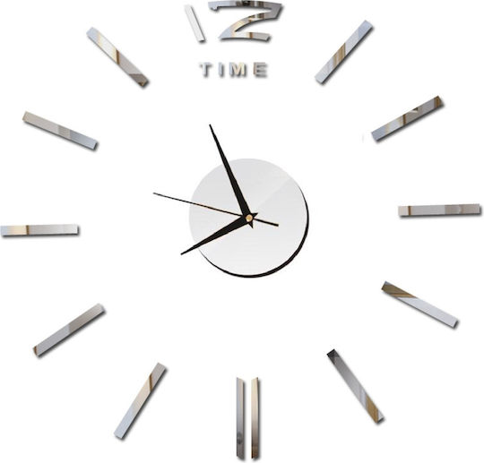3D Silent Wall Clock Sticker Plastic Silver 3D Silent Wall Clock Sticker Plastic Silver
