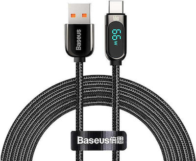 Baseus Display Braided USB 2.0 Cable USB-C male - USB-A male 66W Black 1m (CASX020001)