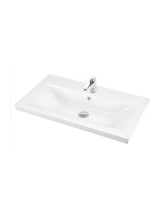 Martin Square 80 Undermount Sink Porcelain 80x46x14cm White