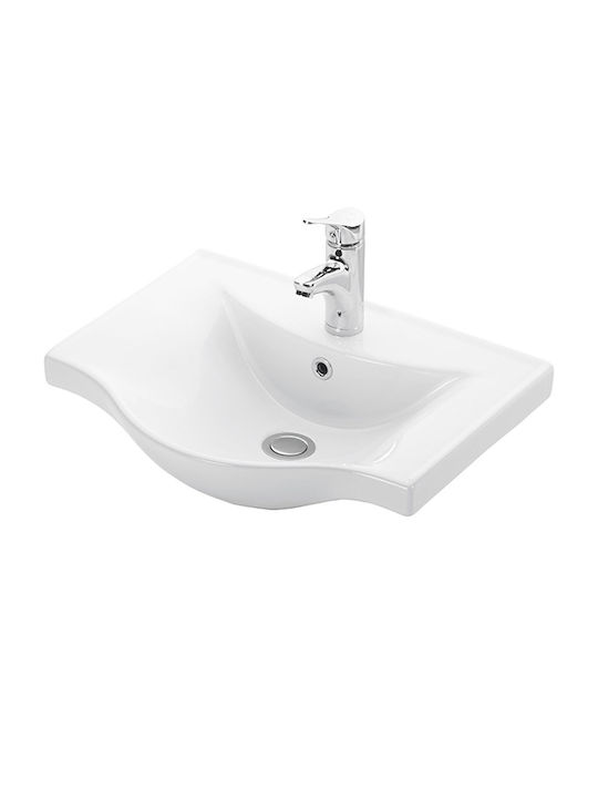 Martin Basic 55 Ένθετος Νιπτήρας Πορσελάνης 55x46x14cm Γυαλιστερή Πορσελάνη