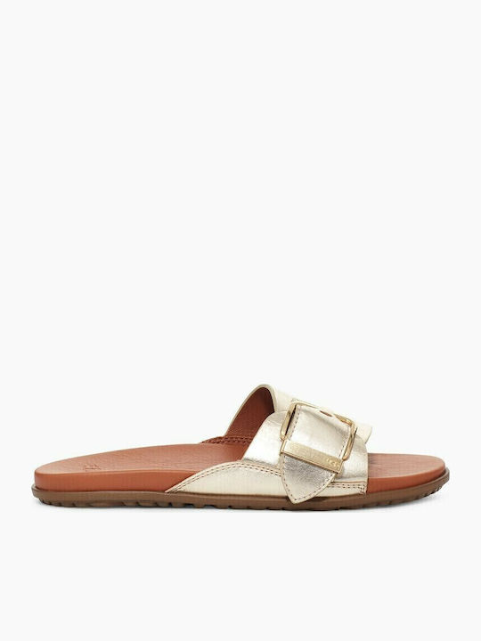 1125005 Leather Women's Flat Sandals Pale Gold Metallic