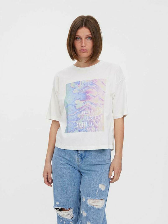 Vero Moda Γυναικείο T-shirt Λευκό με Στάμπα