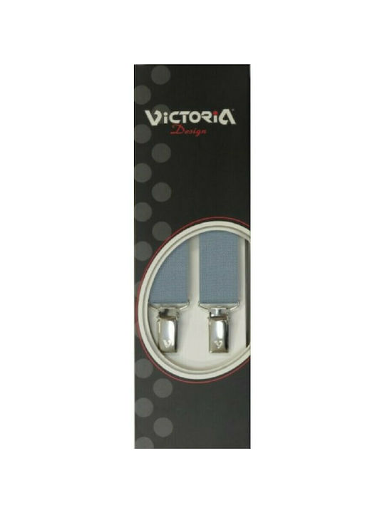 Hosenträger VICTORIA einfarbig 2,5 cm 62025 mit 4 Clips grau