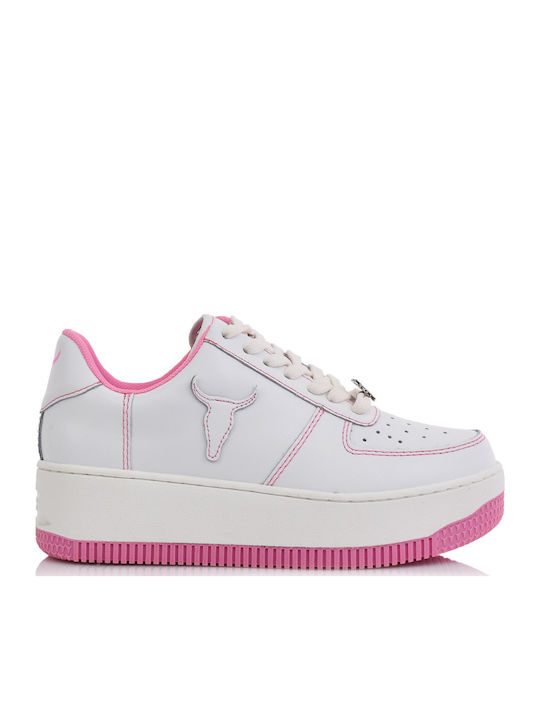 Rebound Damen Flatforms Sneakers White Pink