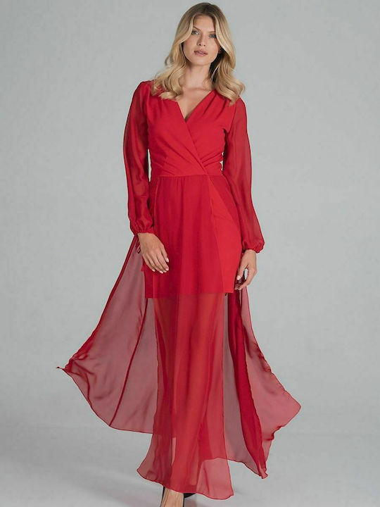 Figl Maxi Φόρεμα για Γάμο / Βάπτιση Κρουαζέ Κόκκινο