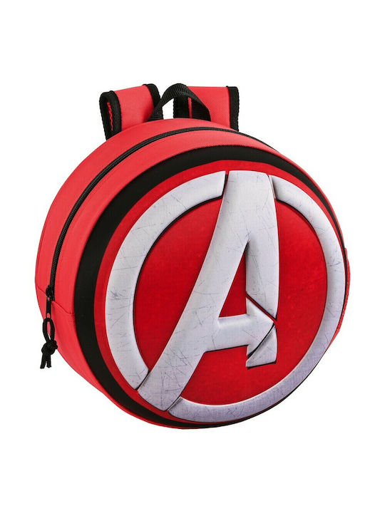 Avengers The Avengers Σχολική Τσάντα Πλάτης Νηπιαγωγείου Κόκκινη με Θήκη για Παγούρι 10lt
