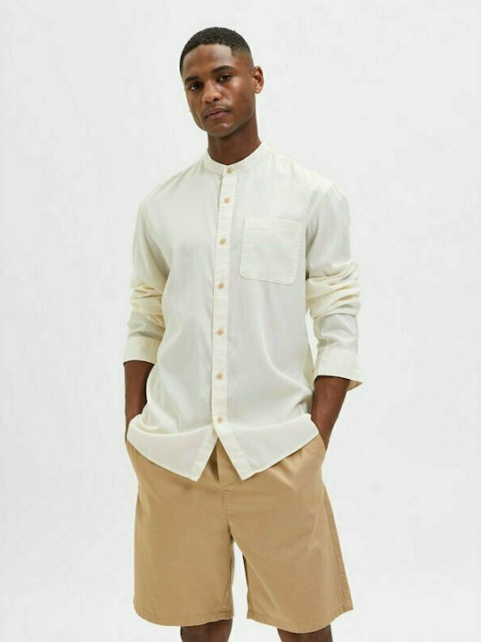 Selected Men's Shirt Long Sleeve Cotton Beige