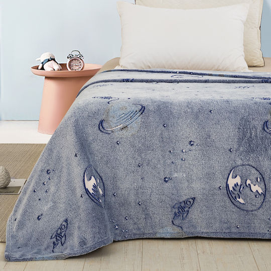 Adam Home Pătură Fleece Space Fluorescentă Albastră 160x220 cm