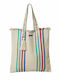 Funky Buddha Fabric Beach Bag Multicolour with Stripes