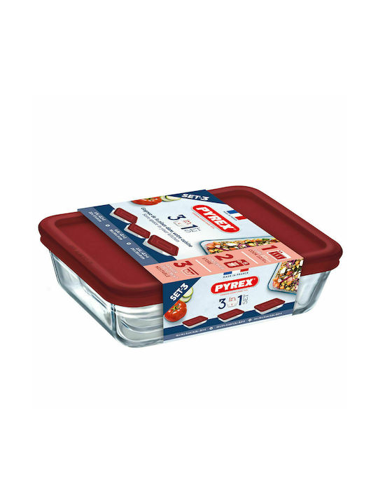 Pyrex Δοχείο Φαγητού Γυάλινο Κόκκινο 3τμχ Skroutz.gr