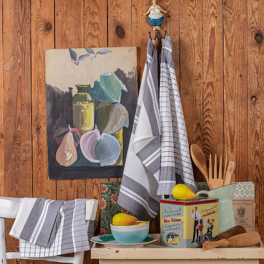 Melinen Pepper Towel from 100% Cotton in Gray Color 40x60cm 4pcs