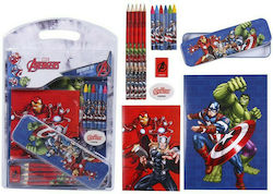 S0728018 Kids Stationery Set with Pencil, Sharpener, Eraser, Notepad and Pencil Case The Avengers