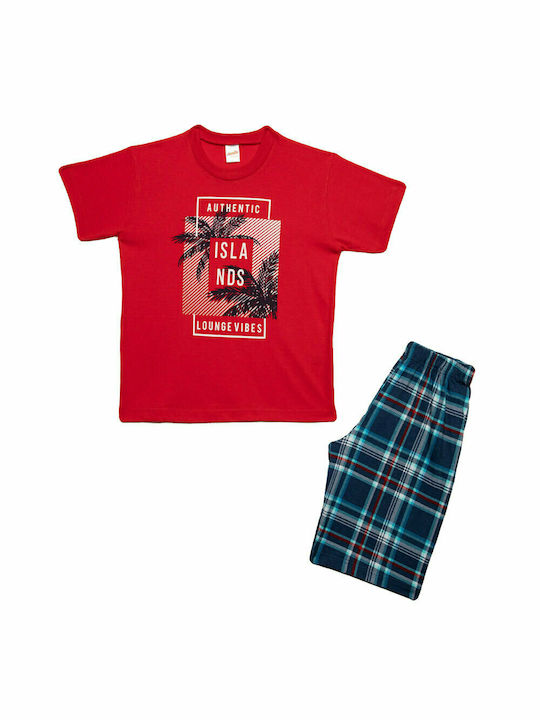Minerva Set Top & Bottom Kids Summer Pyjamas Red