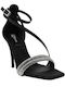 Stoff Sandalen mit Strass Silber