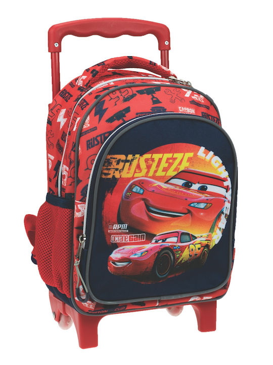 Gim Cars Double Vision School Bag Trolley Kindergarten in Red color 12lt