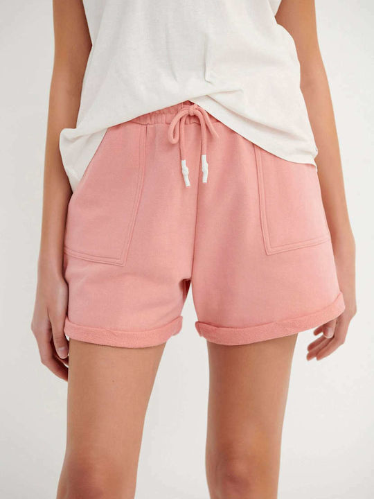 Funky Buddha Women's High-waisted Sporty Shorts Dusty Pink