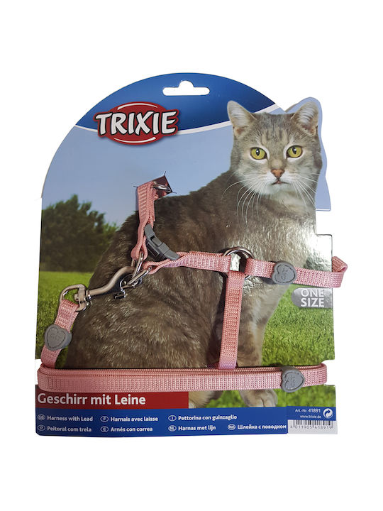Trixie Cat Harness with Guide Pink 26 - 37cm