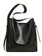 Foxer Women's Leather Shopper Shoulder Bag Black