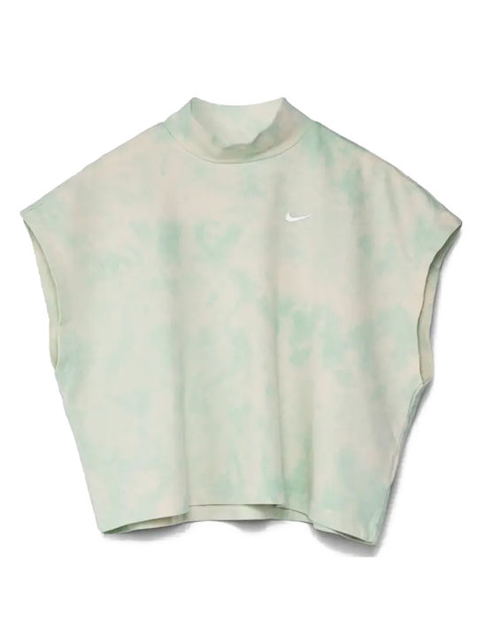 Nike Γυναικείο Αθλητικό Crop Top Αμάνικο Mint Foam