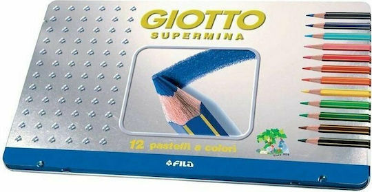 Giotto Supermina Farbstift-Set in einer Box in Metallkoffer 3,8mm 12Stück Packung von 1 Verpackungen