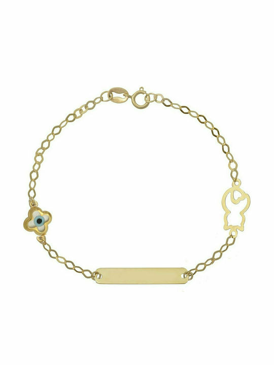 Filva Oro Kids Bracelet ID from Gold 14K with Evil Eye