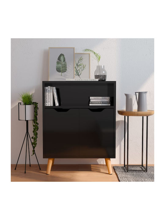 Wooden Buffet Γυαλιστερό Μαύρο L60xW30xH72cm