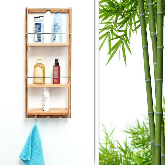 Relaxdays An der Wand montiert Badezimmerregal Bamboo mit 3 Regalböden 28.5x10x70cm Braun