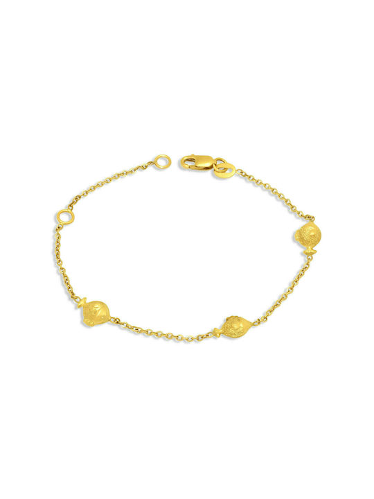 14K Gold children's bracelet with fishes