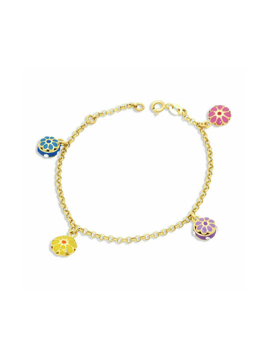 14K Gold Kinderarmband mit Blumen