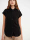 Funky Buddha Women's Monochrome Sleeveless Shirt Black