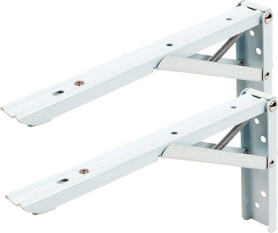 Foldable Metallic Corner Shelf White 345x135mm 2pcs