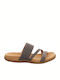 Leather Women's Flat Sandals Anatomic in Gray Color