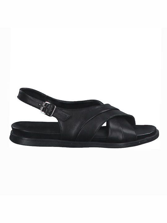 Marco Tozzi Leder Damen Flache Sandalen in Schwarz Farbe