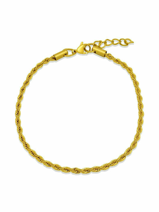 Dennis Rope Gold Bracelet 3MM Stainless steel bracelet 316L 23-24 cm